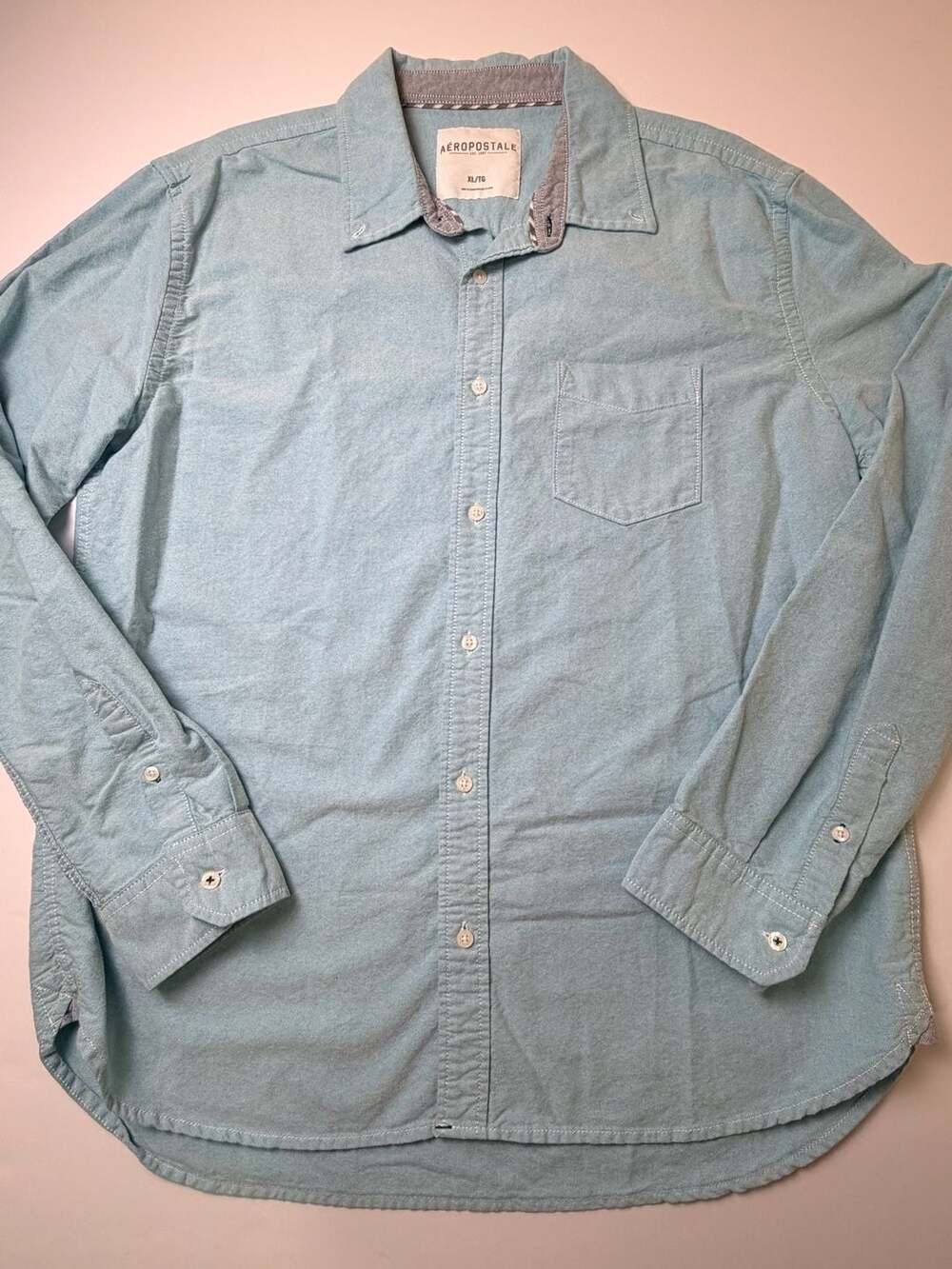 Aeropostale Men’s XL Light Blue Oxford Button Down Long Sleeve Casual Shirt
